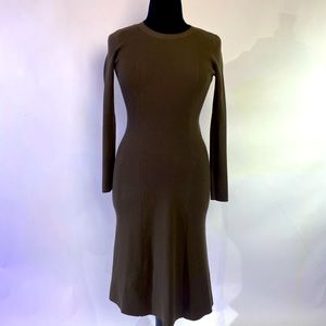 Banana Republic Olive  Long Sleeve Ribbed Sweater Open Back Dress S Small